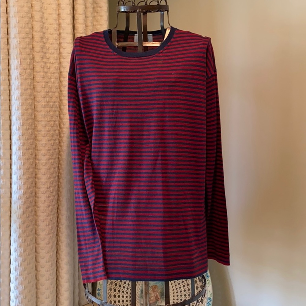 NWOT Prada Striped Sweater, Navy and Burgundy